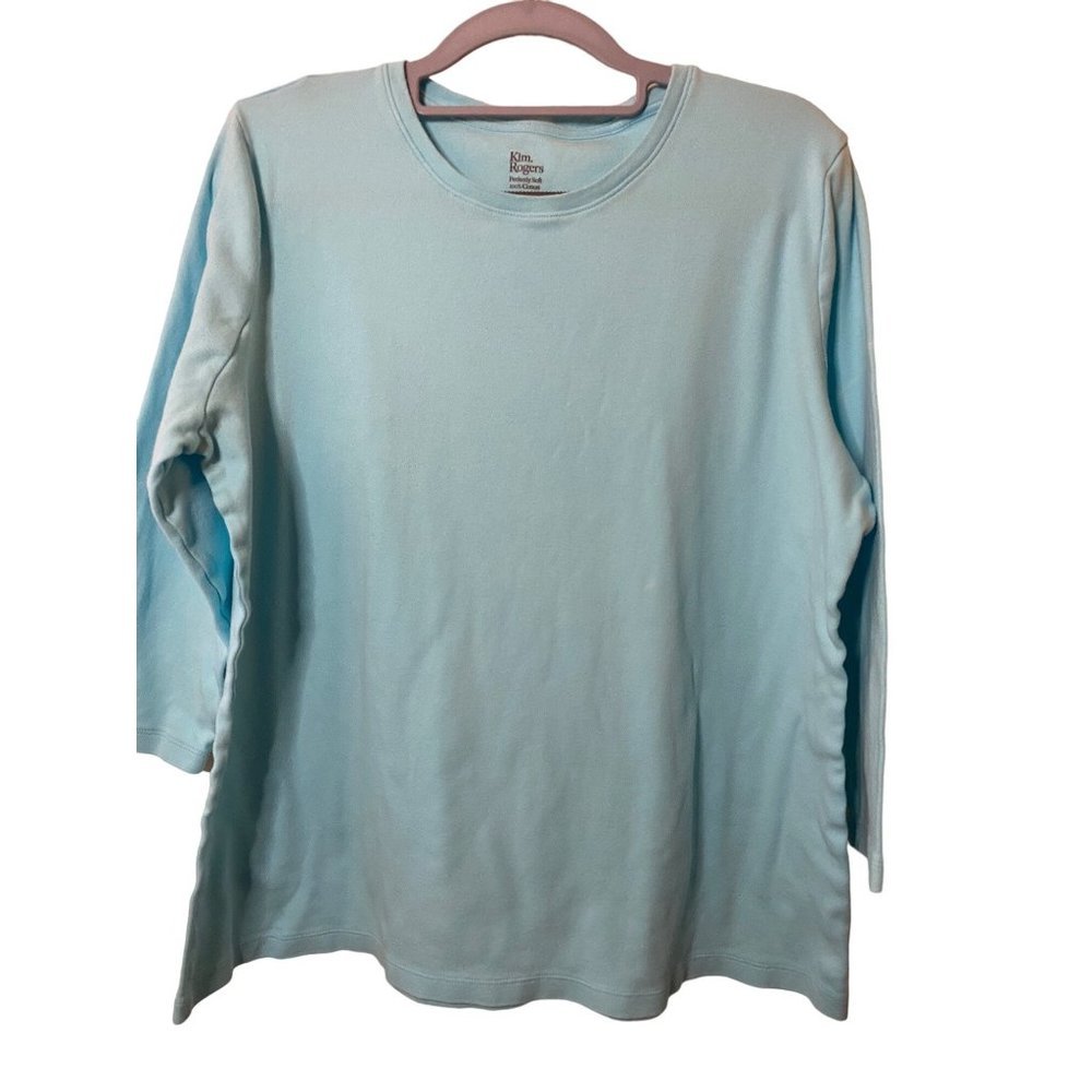 Kim Rogers Perfectly Soft 100% Cotton‎ Layering tshirt 3/4th sleeves Sz L-Flawed